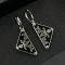 Prada Triangle Logo Pendant Earrings In Metal with Crystals Silver/Black
