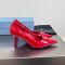 Prada Triangle Logo Pointy Toe Pumps Women Patent Leather Red