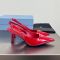 Prada Triangle Logo Pointy Toe Slingback Pumps Women Patent Leather Red