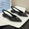 Prada Triangle Logo Slingback Ballerinas Women Patent Leather Black