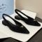 Prada Triangle Logo Slingback Ballerinas Women Suede Black