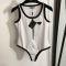 Prada Triangle Logo Zipper Swimsuit Women Lycra White