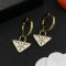 Prada Triangle Pendant Crystals Hoop Earrings In Metal Gold/White