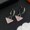Prada Triangle Pendant Crystals Hoop Earrings In Metal Silver/Pink