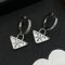 Prada Triangle Pendant Crystals Hoop Earrings In Metal Silver/White