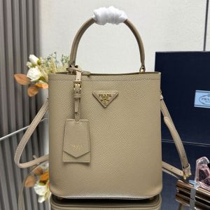 Prada 1BA212 Panier Medium Bag in Saffiano Leather Beige