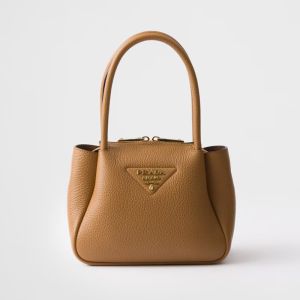 Prada 1BA362 Liaison Mini Handbag in Leather Brown