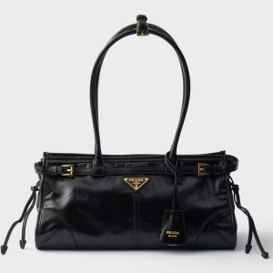 Prada 1BA426 Bonnie Medium Bag in Naplak Patent Leather Black