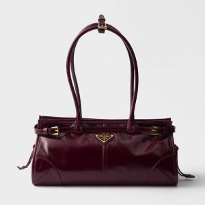 Prada 1BA426 Bonnie Medium Handbag in Leather Burgundy