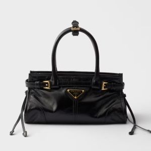 Prada 1BA486 Bonnie Mini Handbag in Leather Black