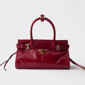 Prada 1BA486 Bonnie Mini Handbag in Leather Red