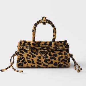 Prada 1BA486 Bonnie Mini Handbag in Printed Leather Brown/Black