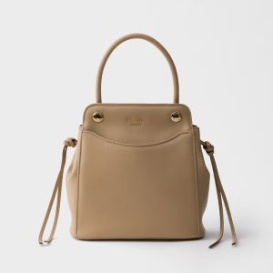 Prada 1BA496 Carry Mini Handbag in Leather Beige
