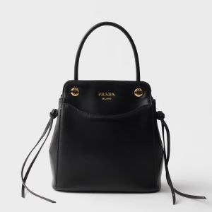 Prada 1BA496 Carry Mini Handbag in Leather Black