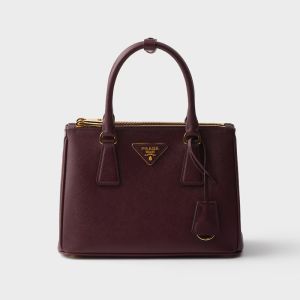Prada 1BA896 Galleria Small Bag in Saffiano Leather Burgundy