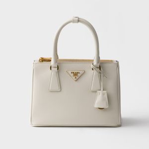 Prada 1BA896 Galleria Small Bag in Saffiano Leather White