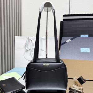 Prada 1BB167 Carry Top-Handle Mini Bag in Antiqued Leather Black