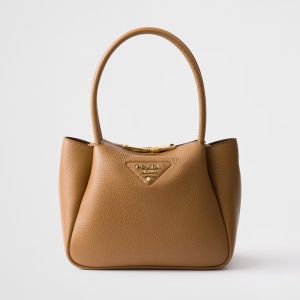 Prada 1BC145 Small Handbag in Leather Brown