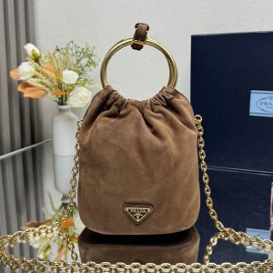 Prada 1BC227 Mini Bag in Suede Brown