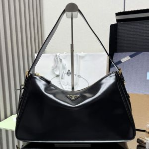Prada 1BC228 Aimee Large Shoulder Bag in Naplak Patent Leather Black
