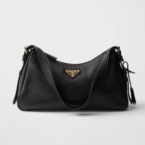 Prada 1BC229 Aimee Medium Shoulder Bag in Leather Black