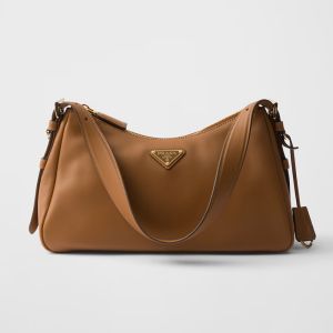 Prada 1BC229 Aimee Medium Shoulder Bag in Leather Brown