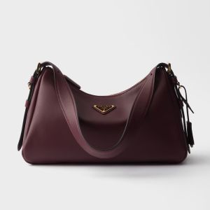 Prada 1BC229 Aimee Medium Shoulder Bag in Leather Burgundy