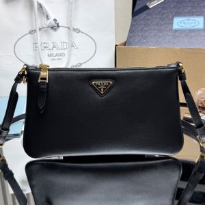 Prada 1BC238 Pouch in Leather Black