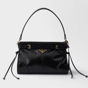 Prada 1BC297 Bonnie Small Handbag in Soft Leather Black
