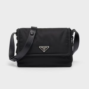 Prada 1BD313 Traveller Small Shoulder Bag in Padded Re-Nylon Black