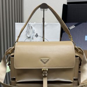 Prada 1BD391 Explore Large Shoulder Bag with Flap in Nappa Leather Apricot