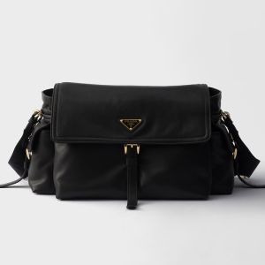 Prada 1BD391 Explore Large Shoulder Bag with Flap in Nappa Leather Black