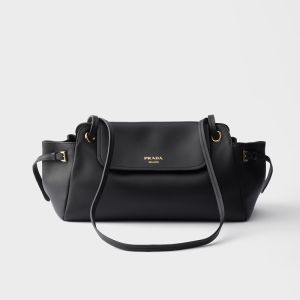 Prada 1BD403 Carry Medium Shoulder Bag in Leather Black