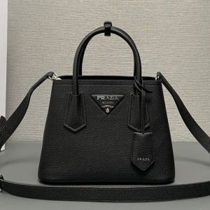 Prada 1BG443 Double Small Bag in Grained Leather Black