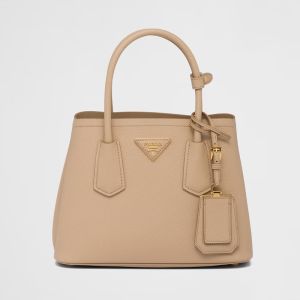 Prada 1BG443 Double Small Bag in Saffiano Leather Beige
