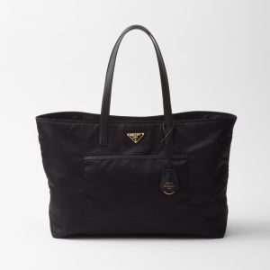 Prada 1BG527 Re-Edition 1978 Large Tote Bag in Re-Nylon and Saffiano Leather Black