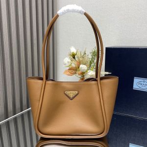 Prada 1BG539 Tote Bag in Leather Brown