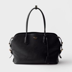 Prada 1BG600 Large Tote Bag in Leather Black