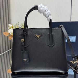 Prada 1BG775 Double Large Tote Bag in Saffiano Leather Black