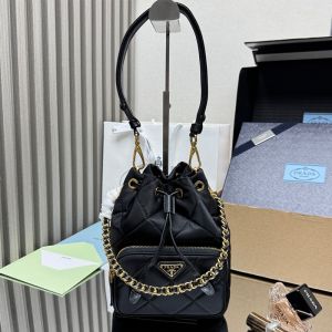 Prada 1BH038 Re-Edition 1995 Chaine Bucket Bag in Re-Nylon Black
