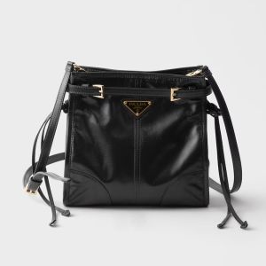 Prada 1BH229 Bonnie Mini Shoulder Bag in Leather Black