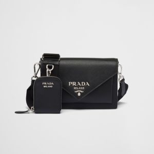 Prada 1BP020 Mini Envelope Bag in Saffiano Leather Black
