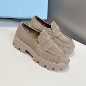 Prada 1D185O Loafers Women Suede Grey