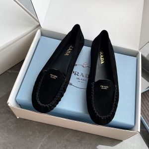 Prada 1D192O Loafers Women Suede Black