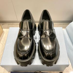 Prada 1D649M Monolith Loafers Women Patent Leather Black