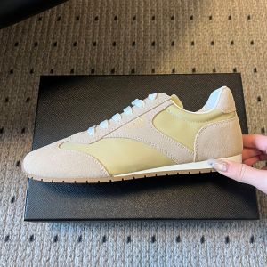 Prada 1E152O Laced Sneakers Women Re-Nylon and Suede Beige