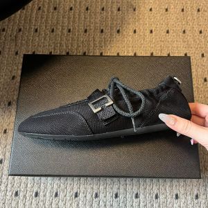 Prada 1E460O Collapse Sneakers Women Canvas with Buckled Strap Black