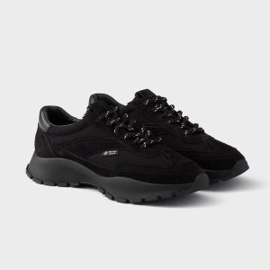 Prada 1E503O Sneakers Unisex Mesh Fabric and Suede Black