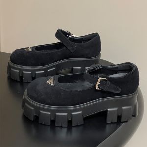 Prada 1F080O Monolith Mary Janes Women Suede Black
