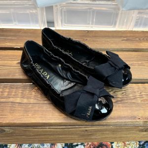 Prada 1F322O Ballerinas Women Nappa Leather with Bow Black